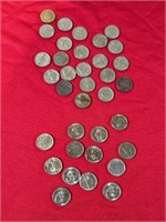Assortment of Buffalo nickels and modern nickels,