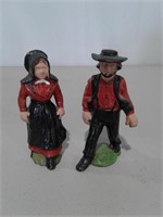 Pair Cast Iron Amish Figures 4-1/2" Tall