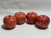 FOUR CARVED STONE APPLES 2.5in T x 2.5in W