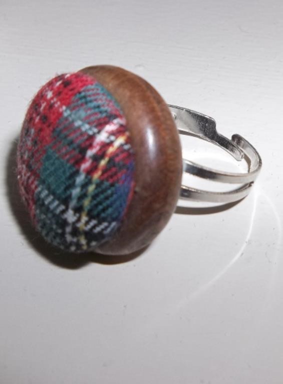 Handmade Plaid Button Ring