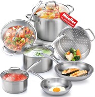 $130  11-Pc Ultra-Clad Pro Steel Cookware Set