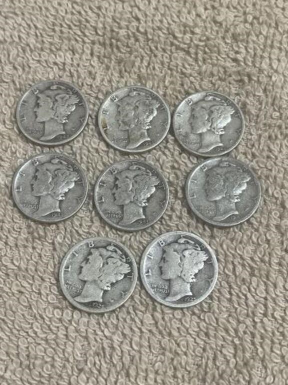 8 NICE OLD UNSEARCHED MERCURY SILVER DIMES