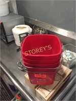 4 Red Dish Buckets