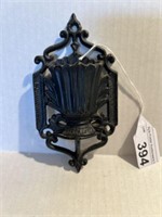 ANTIQUE CAST IRON WALL MATCH STRIKE HOLDER 6 in