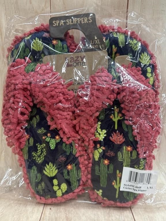 Lazy One Cactus Spa Slippers L/XL - New