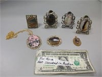 Assorted agate jewelry and mini frames