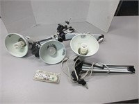 Box of assorted clamp table lights