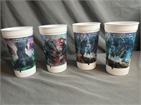 Lot of 4 Godzilla Movie Cups