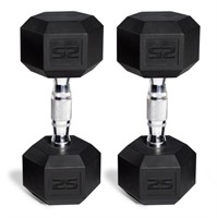 FM7774  CAP 50 lb Rubber Hex Dumbbell Set