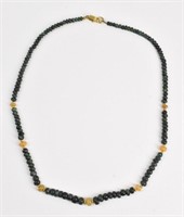 Polished Green Stone Jade Bead Necklace