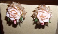 Vintage Dainty Rose Seashell Earrings