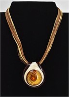 Anitca Murrina Venezia Art Glass Pendant Necklace
