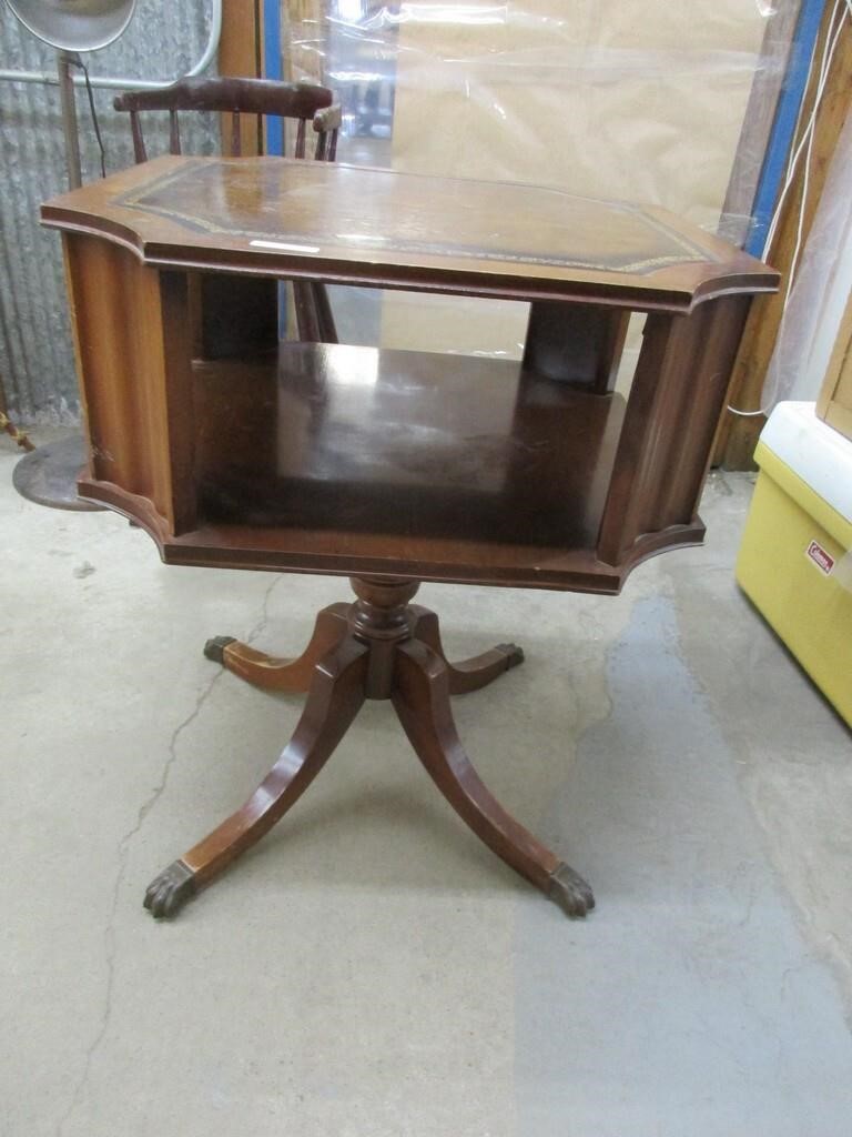 Vintage wooden/leather end table