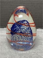 Vintage Art Glass Paperweight Egg Shaped Red