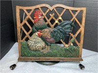 Vintage Cast Iron Rooster Chicken Hen Recipe Book