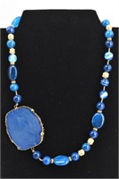 STAUER Blue Miracle Agate Bead Necklace
