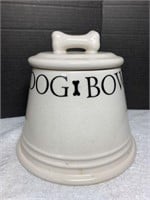Vintage Ceramic Dog Treat Jar Bone Design Boston