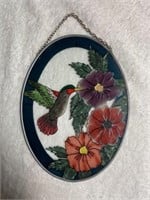 VINTAGE STAINED GLASS SUNCATCHER HUMMINGBIRD WITH