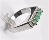 Sterling Silver Green Bead Ring