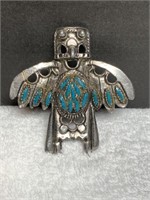 Vintage Turquoise Navajo Style Owl Pendant  2