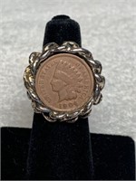 VINTAGE 1904 INDIAN HEAD PENNY RING  7 1/2