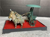 VINTAGE 4 HORSES PULLING ORIENTAL CART WITH