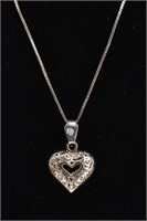 Sterling Silver Heart Filigree Pendant Necklace