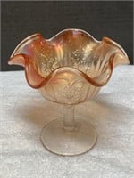 Vintage FENTON Holly Carnival Glass Compote Dish