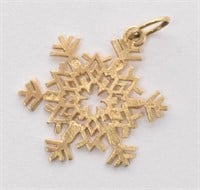14K Gold Snowflake Pendant Charm
