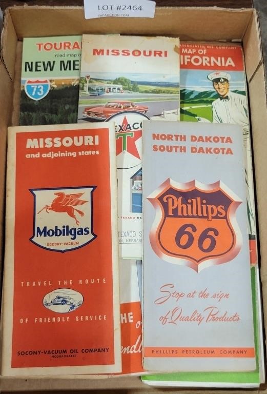 FLAT OF APPROX 10 VTG ADVERTISING ROAD MAPS