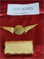 14K PILOT WINGS & GOLD COLORED MONEY CLIP