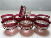 8 Vintage Ruby Flash Sherbet/ Dessert Cups