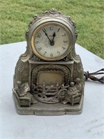 Vintage United Corp. Mantle Fireplace Scene Clock