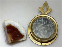 Masonic Mirror and Polished Brazilian Stone