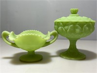 Fenton Lime Green Custard  UV Reactive Glass Bowl