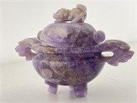 Amethyst Asian Carved Stone Lidded Incense