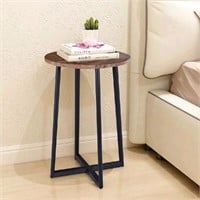 HOMERECOMMEND Round Accent Table Brown, Black. 40D