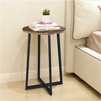 Round Accent Table with Brown Finish Wood Look and