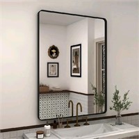 75×120 cm Black Bathroom Mirror, Rectangle Framed