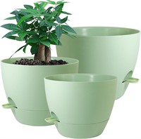$32  Large Self Watering Pots  12/10/9in - Green