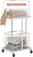 $33  Double Laundry Hamper with Wheels  White