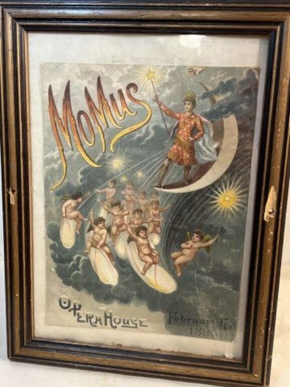 Original 1885 Framed Opera House Handbill Poster