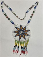 VINTAGE NATIVE AMERICAN BEADED NECKLACE 24in L