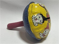 VINTAGE LITHO TIN CLOWN THEMED RATTLE MADE IN USA
