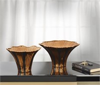 Copper and Black Vase Set of 2