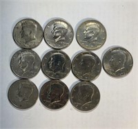 10-US Kennedy Half Dollars see desc for yrs