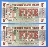 Lot of 2 British Armed Forces Vouchers