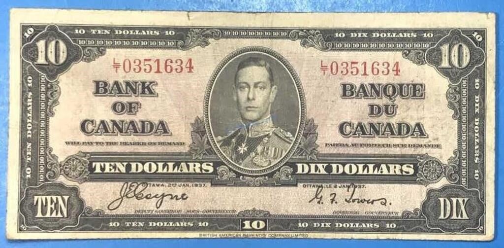 1937 $10 Banknote Canada