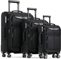 SHOWKOO Luggage Sets 3 Piece Softside Expandable L