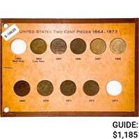 1864-1872 Two Cent Piece Collection [9 Coins]